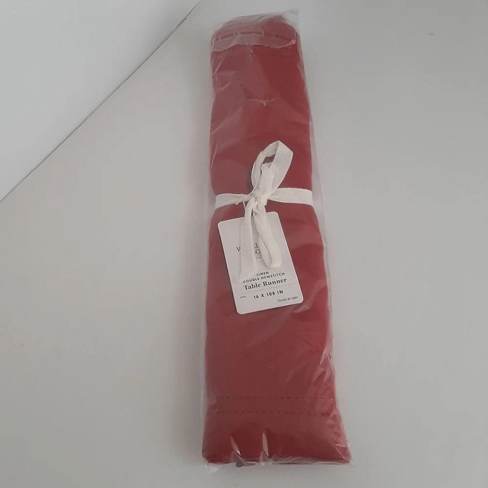 Williams Sonoma Linen Double Hemstitch Table Runner
